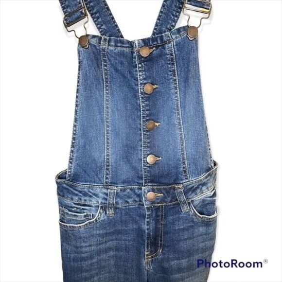 Refuge Dark Wash Denim Skinny Overalls Size Small - Picture 4 of 5